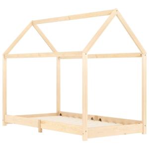 Cama individual infantil de madera maciza de pino marrón 90…