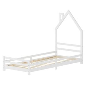 Cama infantil 90 x 200 cm de madera blanca forma de casita…