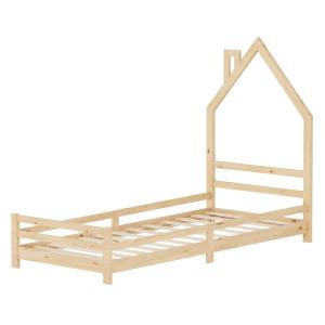 Cama infantil 90 x 200 cm de madera natural forma de casita…