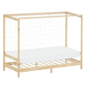 Cama infantil 90x200 cm   colchón 10 cm portería fútbol mad…