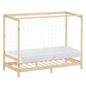 Cama infantil 90x200 cm   colchón 16 cm portería fútbol mad…