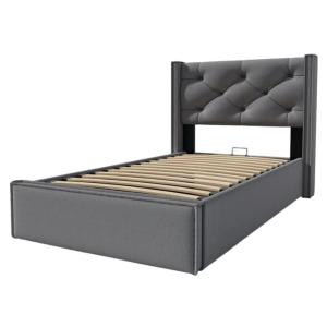 Cama infantil 90x200 cm con almacenamiento hidráulico, algo…