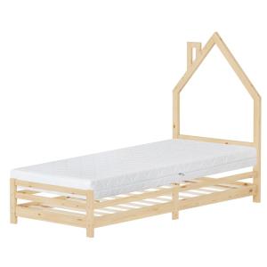 Cama infantil 90x200cm   colchón 16cm madera natural en for…