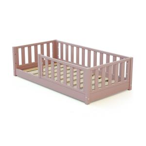 Cama infantil a ras de suelo de madera  70x140 cm - Rosa