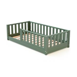 Cama infantil a ras de suelo de madera 70x140 cm - Verde