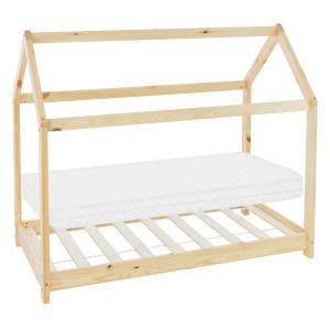 Cama infantil casa 70 x 140 cm color natural con colchón es…