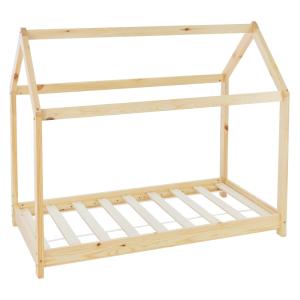 Cama infantil casa 70x140cm color natural con listones de m…
