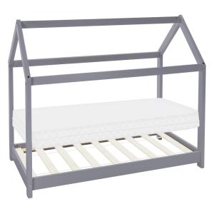 Cama infantil casa 80x160 cm color gris claro con colchón e…