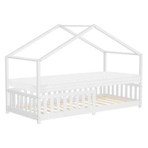 Cama infantil casa de madera blanca  maciza  90x200cm con c…