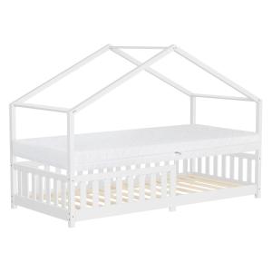 Cama infantil casa de madera blanca  maciza  90x200cm con c…