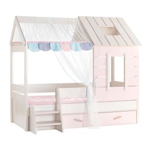 Cama infantil casita   cajón aglomerado rosa 90x200cm