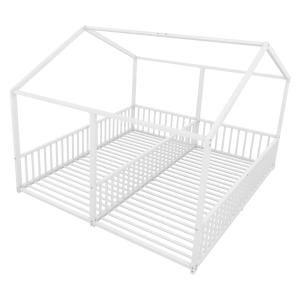 Cama infantil con barandilla metálica, 90x200 cm, color bla…