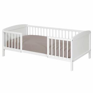 Cama infantil con barreras madera maciza y mdf  blanco 70x1…