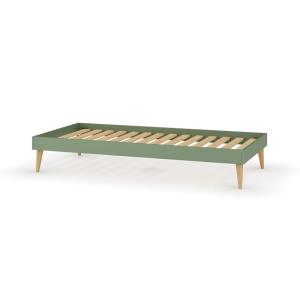 Cama infantil con patas madera maciza verde 90x190 cm