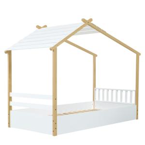 Cama infantil con somier de lamas de madera 90x190 cm, blan…
