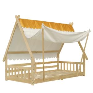 Cama infantil con tienda desmontable de madera 90x190 cm, n…