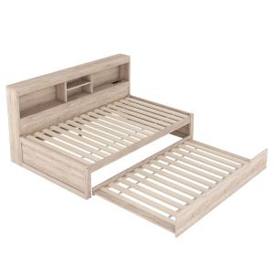 Cama infantil de aglomerado color natural 90x200 cm con cam…