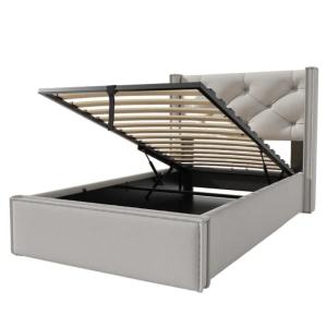 Cama infantil de algodón gris claro 90x200 cm con almacenaj…