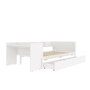 Cama infantil de madera blanca 90 x 200 cm con escritorio y…