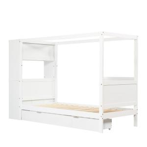 Cama infantil de madera blanca 90 x 200 cm con espacio de a…