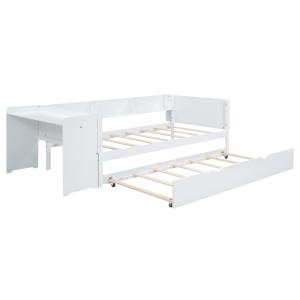 Cama infantil de madera blanca 90x200 cm con escritorio