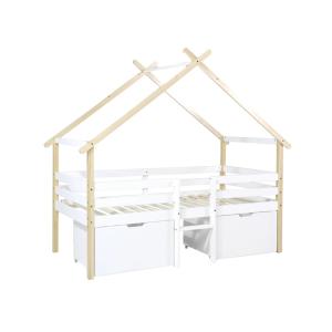 Cama infantil de madera de pino con somier incluido y 2 caj…