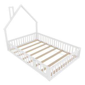 Cama infantil de pino blanco 140x190 cm con somier