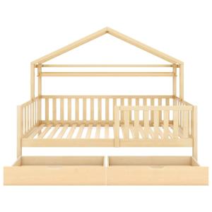 Cama infantil de pino natural 90x200 cm con cajones