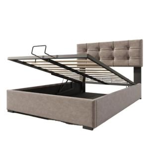 Cama infantil de terciopelo gris claro 90x200 cm con almace…