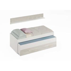 Cama infantil efecto madera blanco 90x190 cm