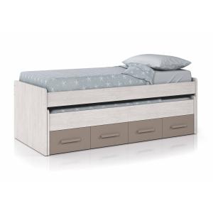 Cama infantil efecto madera blanco, marrón 198x96 cm