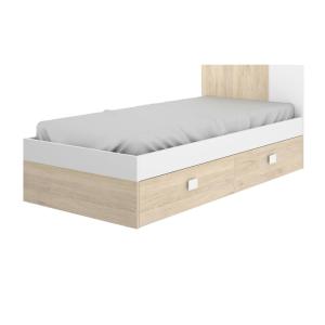 Cama infantil efecto madera roble blanco 196x97h79 cm