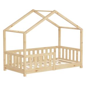 Cama infantil en forma de casa madera natural maciza de pin…