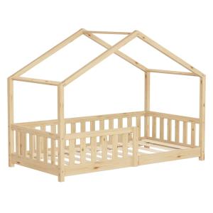 Cama infantil en forma de casa madera natural maciza de pin…