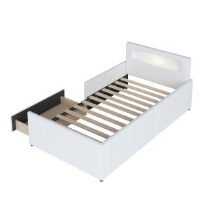 Cama infantil en polipiel blanca 90x200 cm con cajones y lu…