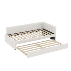 Cama infantil imitación lana blanca 90x200 cm con cama nido…