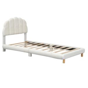 Cama infantil lana blanca 90x200 cm con bonito cabecero