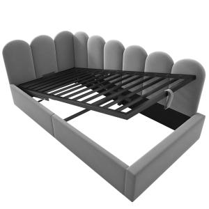Cama infantil terciopelo gris 90x200 cm con espacio de alma…