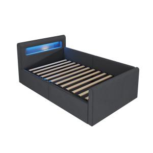 Cama infantil terciopelo gris oscuro 90x200 cm con almacena…