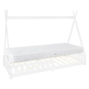 Cama infantil tipi 90x200cm blanco con colchón y tejado de…