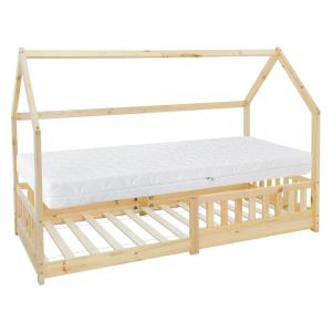 Cama infantil tipi 90x200cm pino natural con colchón y teja…
