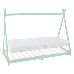 Cama infantil tipi 90x200x16cm menta con colchón y tejado d…