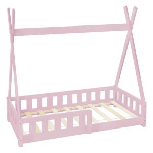 Cama infantil tipi anticaída estructura madera pino rosa ca…