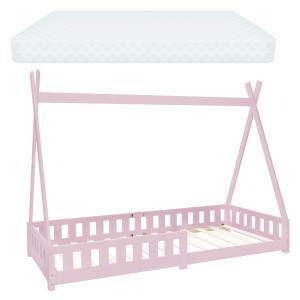 Cama infantil tipi rosa con colchón espuma fría 90x200cm