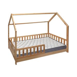 Cama infantil y colchon en madera beige 195x98,2x148cm