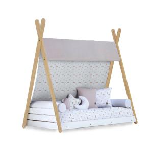 Cama júnior montessori madera 90x200 cm con colchón y texti…