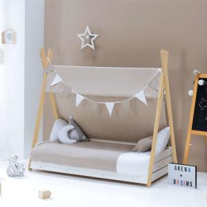 Cama júnior Montessori madera 90x200 cm   textil arena