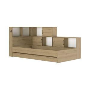 Cama juvenil 90x200 cm - efecto madera clara