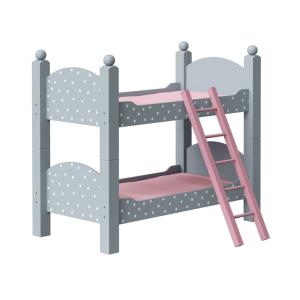Cama litera doble para muñeca, 43.5 cm, gris