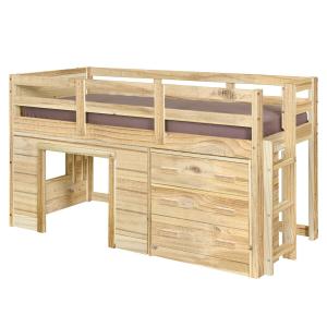 Cama media alta con colchón madera maciza 90x190 cm